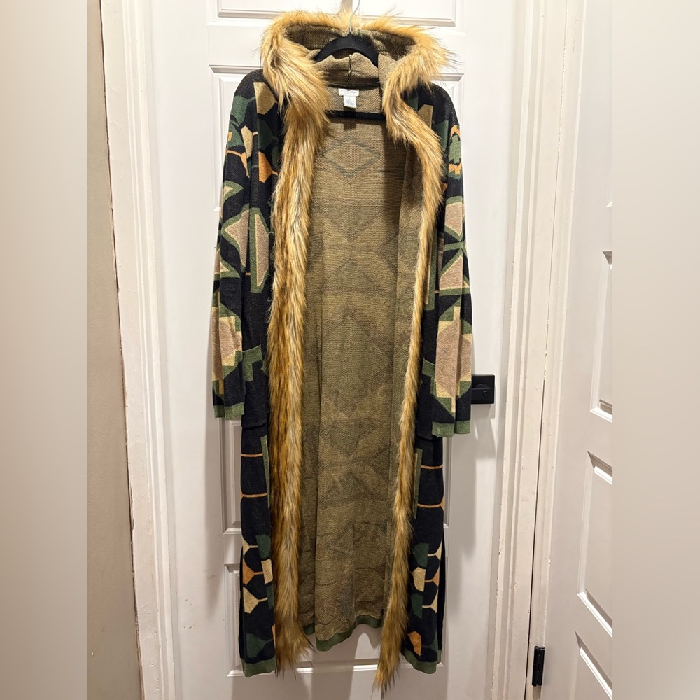 Tasha Polizzi Winfield Long Faux Fur Cardigan- size Large